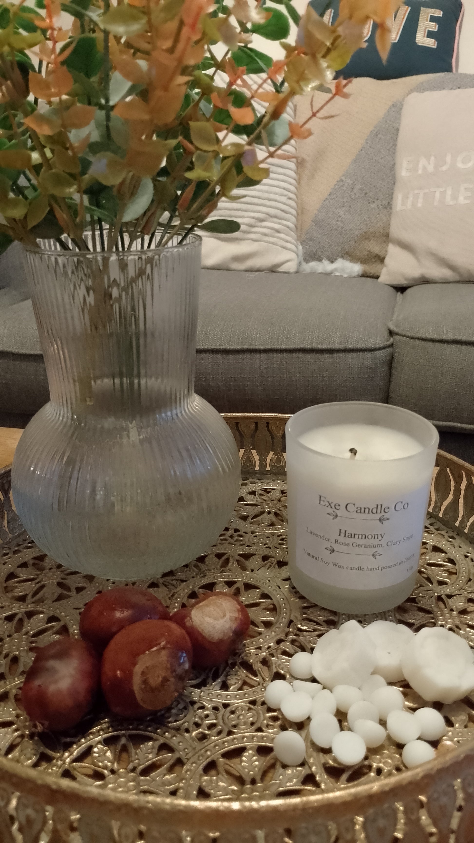 Harmony Candle, essential oil candle, lavender, Clary sage, rose geranium, help with meditation and healing