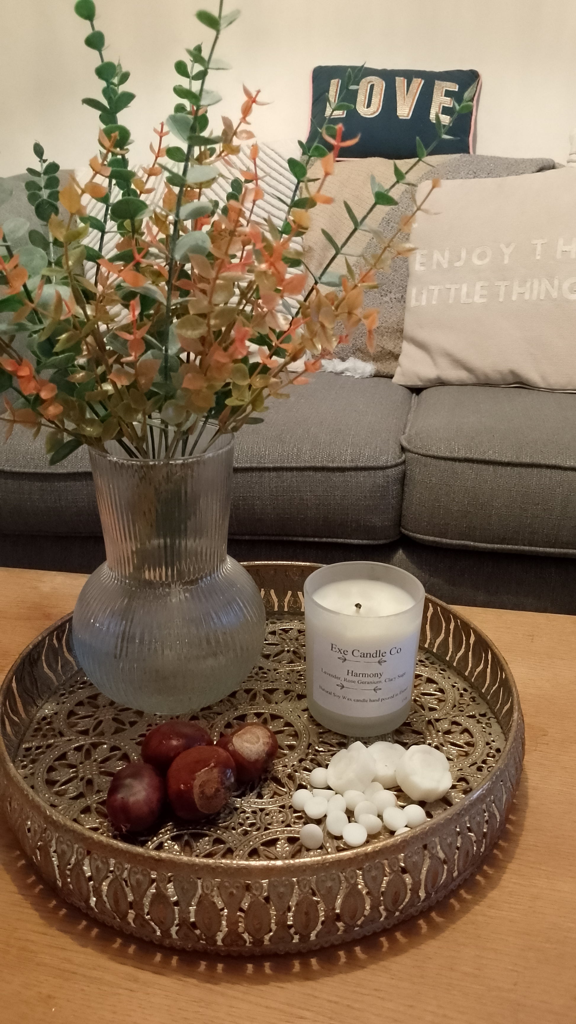 Harmony Candle, essential oil candle, lavender, Clary sage, rose geranium, help with meditation and healing