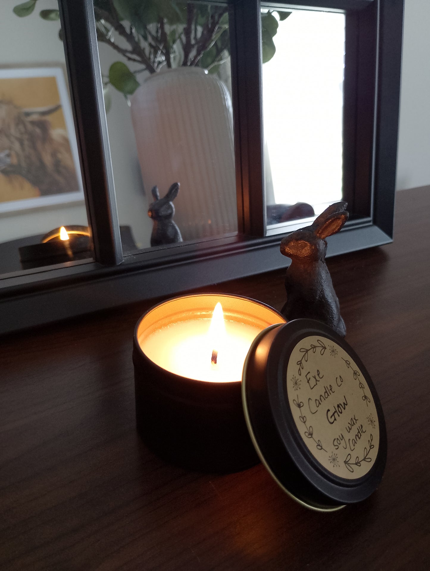 Scented soy wax candle collection - 'Glow' Cocoa Butter scented soy wax candle tin